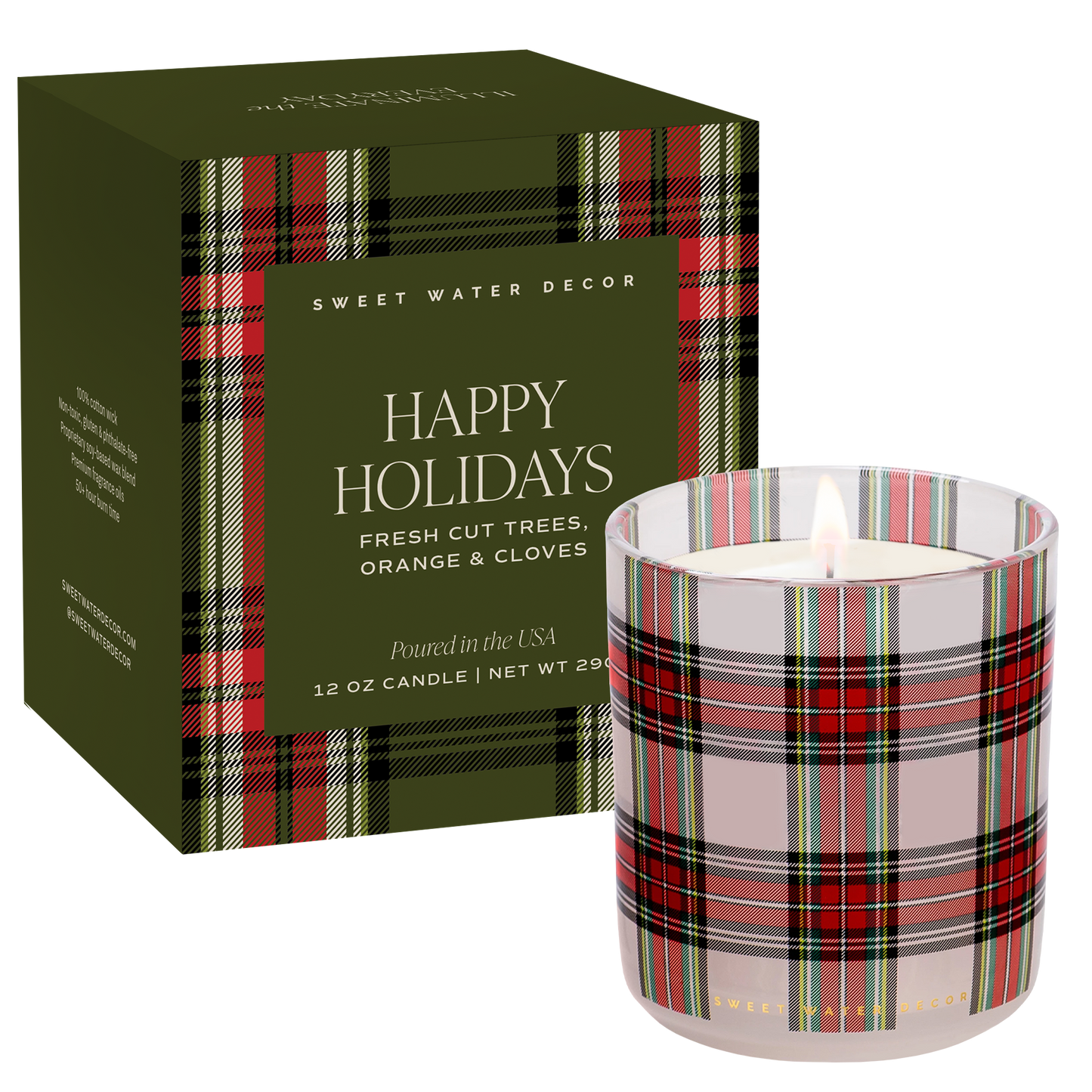 Sweet Water Decor - *NEW* Happy Holidays 12 oz Boxed Soy Candle - Gifts