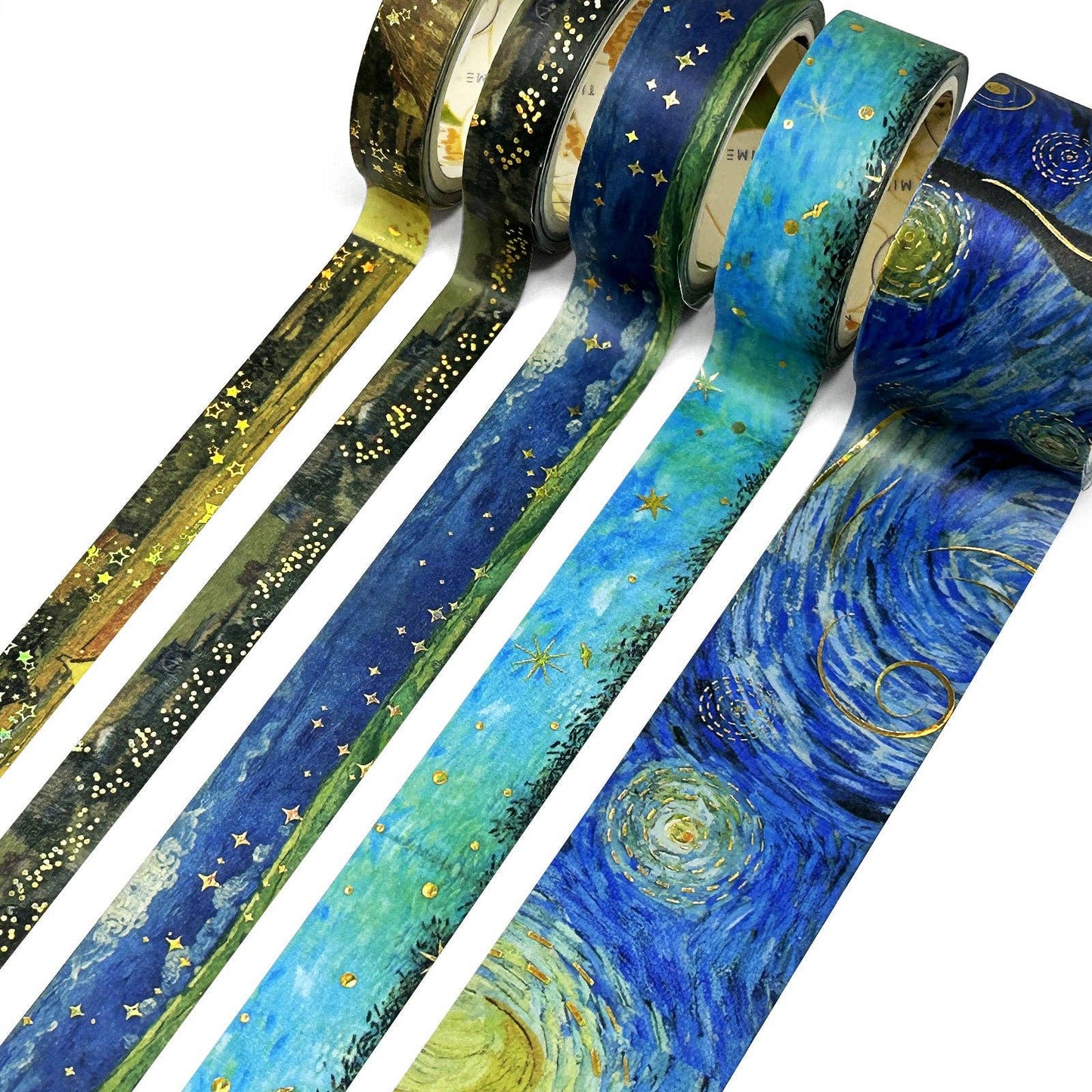 Wrapables.com - Wrapables Decorative Gold Foil Washi Tape Box Set for Arts & Crafts, Scrapbooking, Stationery, Diary (10 Rolls): Midnight