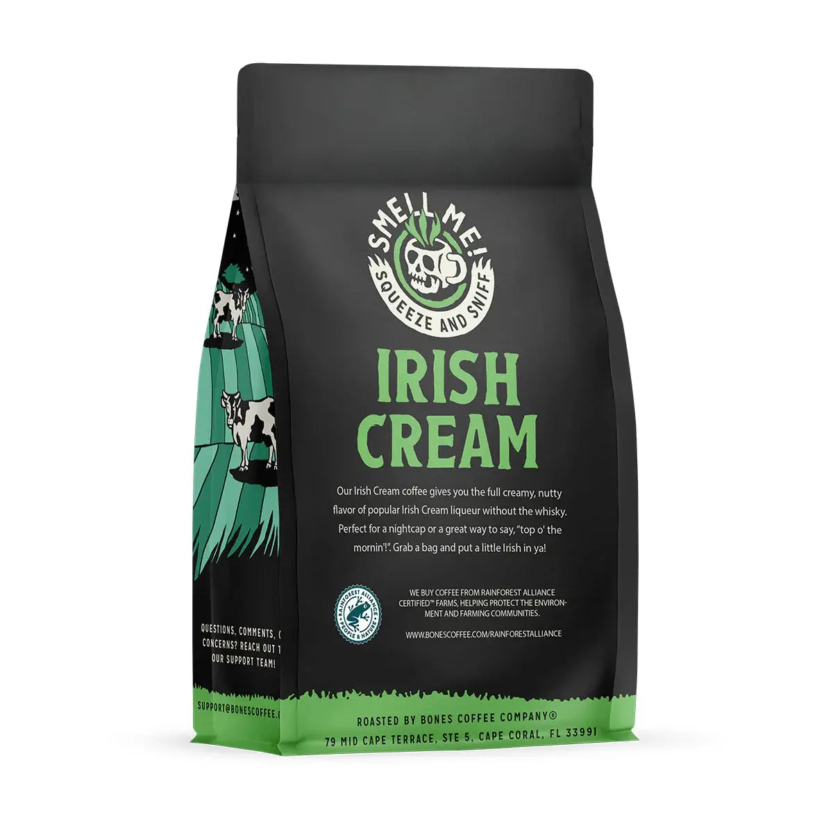 Bones Coffee Company - Irish Cream Flavored Coffee | 12oz Whole Bean - Stomping Grounds