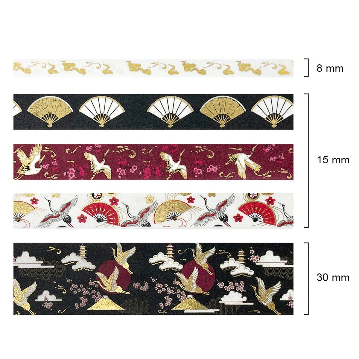 Wrapables.com - Wrapables Gold Foil Washi Tape in Gift Box Set for DIY Arts: Festive Cranes