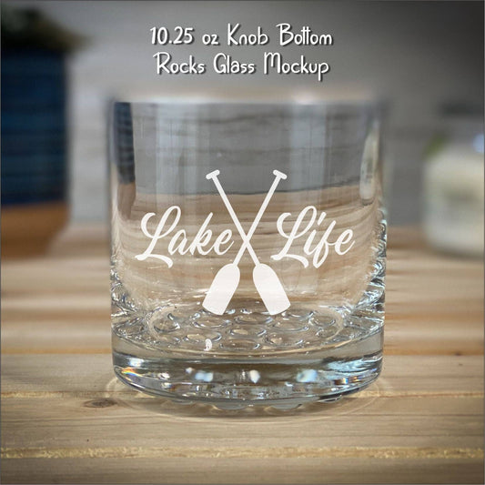 Lake Life Canoe Paddles - 10.25 oz Rocks Glass: Knob Bottom