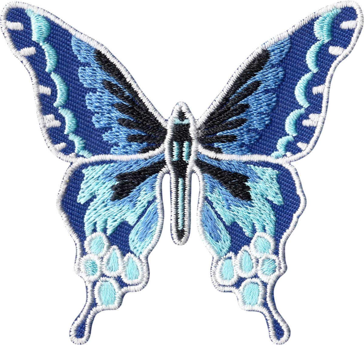 Square Deal Recordings & Supplies - Patch - Beautiful Blue Butterfly Iron On Nature Embroidered