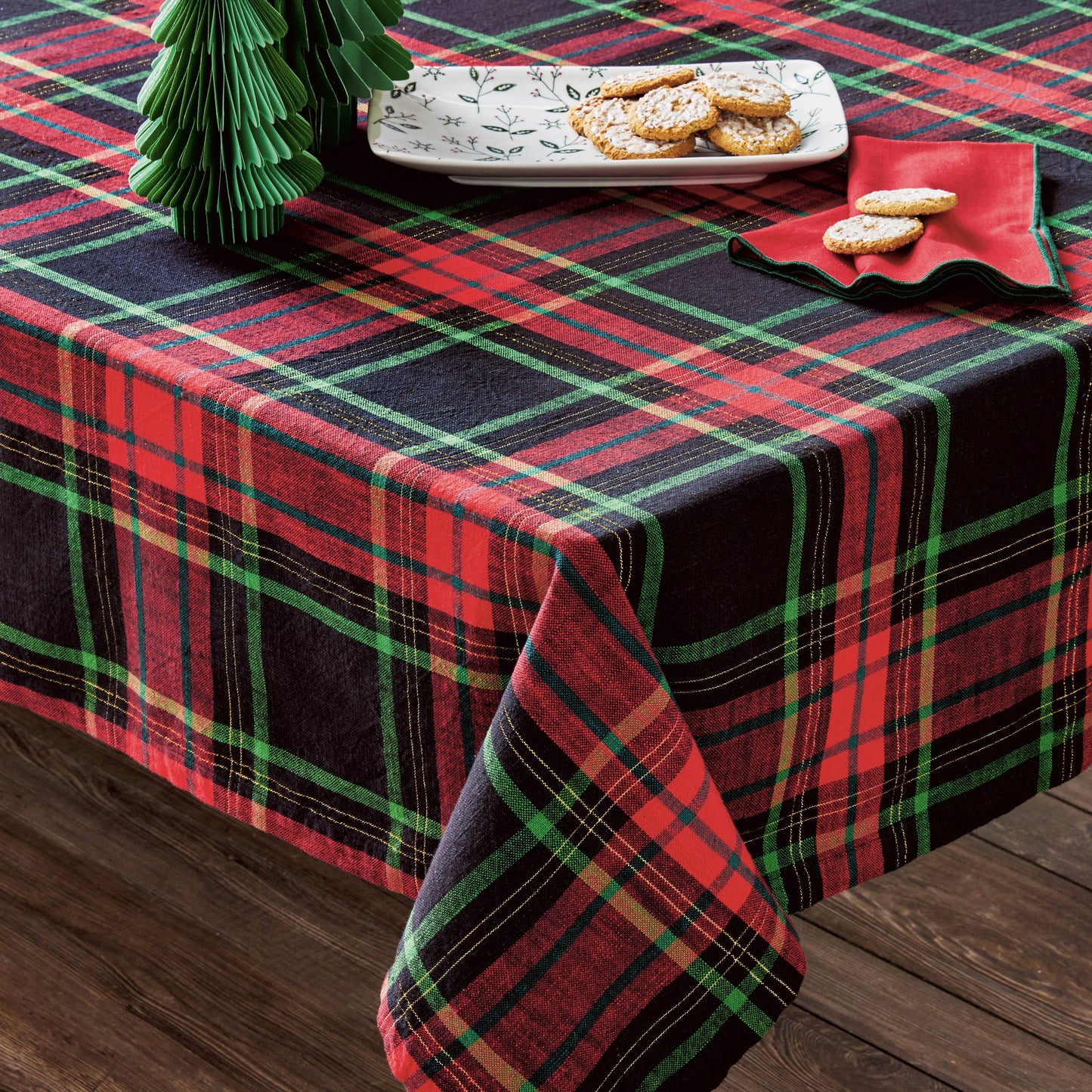 tag - Christmas Plaid Tablecloth Red Multi Cotton