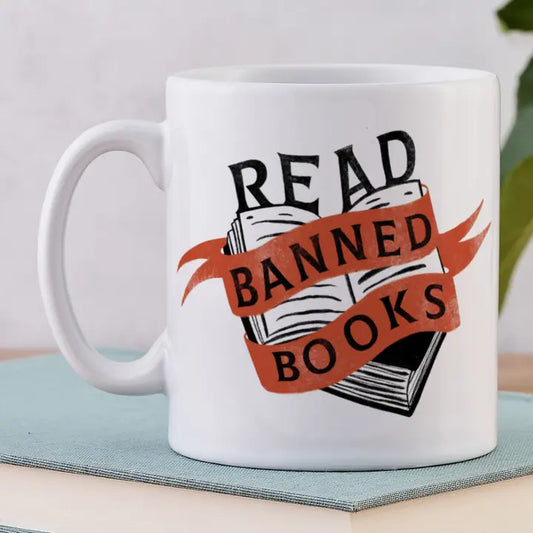 Read Banned Books Motif Mug