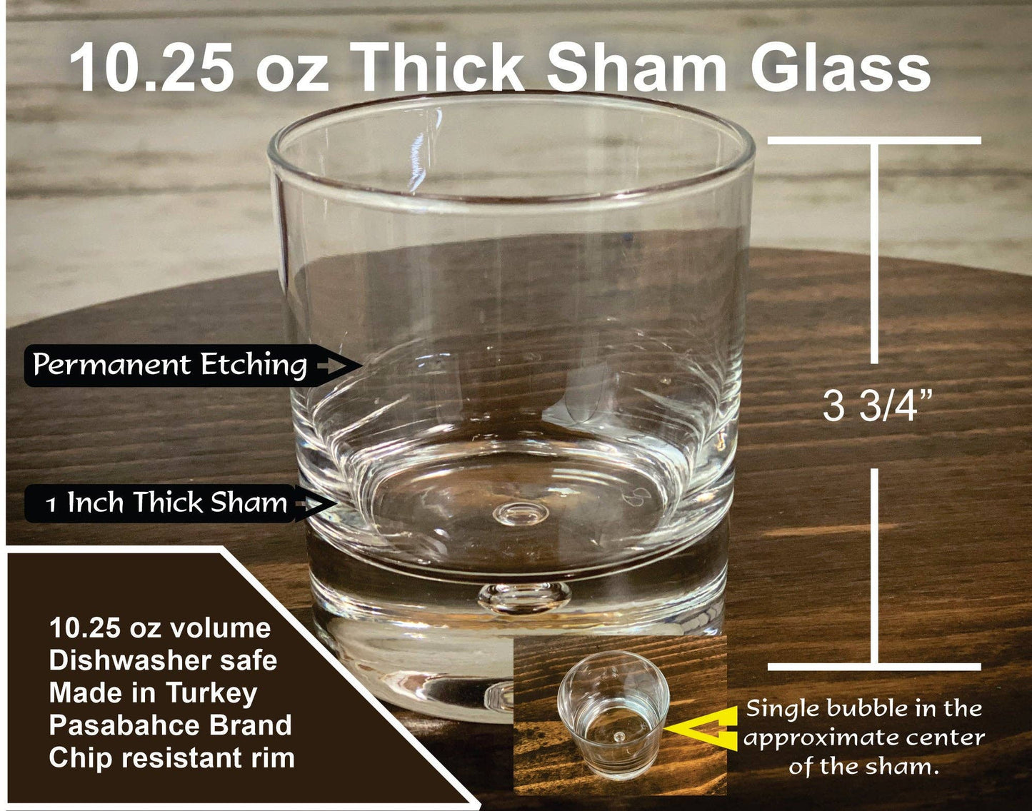 Keuka Lake New York 10.25 oz Etched Knob Rocks Glass: KNOB BOTTOM