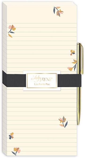 Magnetic List Pad With Pen Bloomscape Ditsy Cream - Lady Jayne