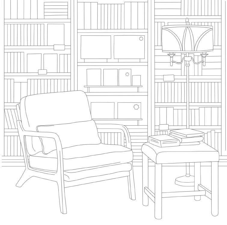 Cozy Bookshops: Coloring Book
