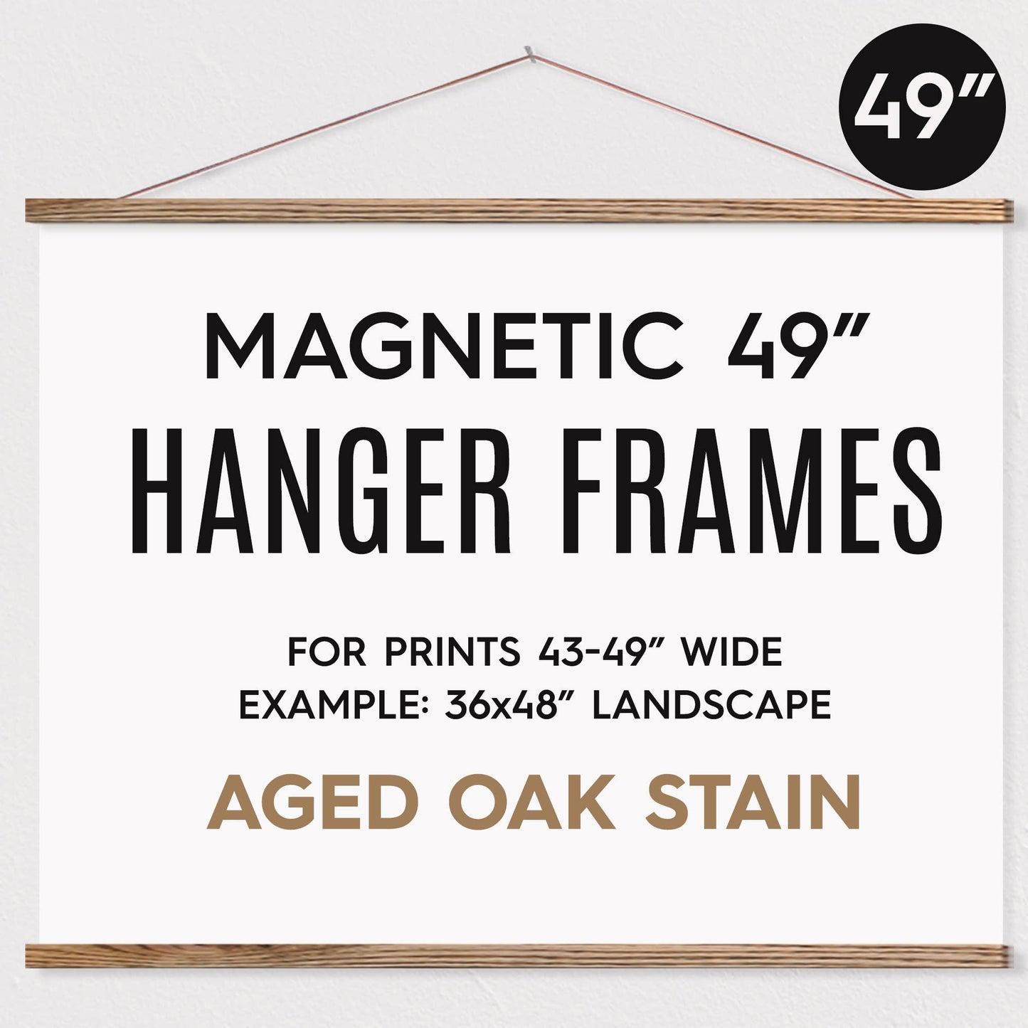 Hanger Frames - 49" MAGNETIC Poster Hanger Frame™: Whitewash Stain / No Packaging (for you to repackage with your own prints)