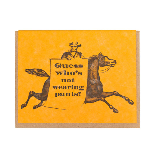 No Pants Greeting Card - Lady Pilot Letterpress