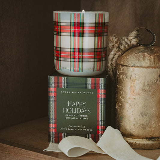 Sweet Water Decor - Happy Holidays 12 oz Boxed Soy Candle