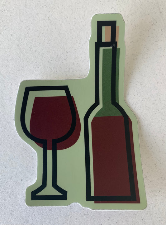 Wine and Wine Bottle Sticker