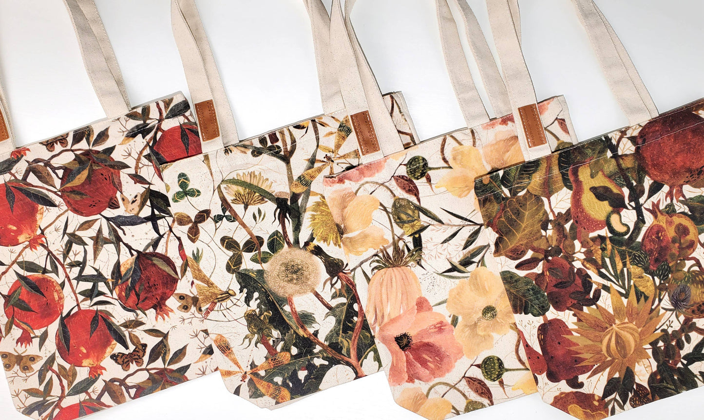 BV by Bruno Visconti - Canvas Shopper Bag Greens & Flowers Tote