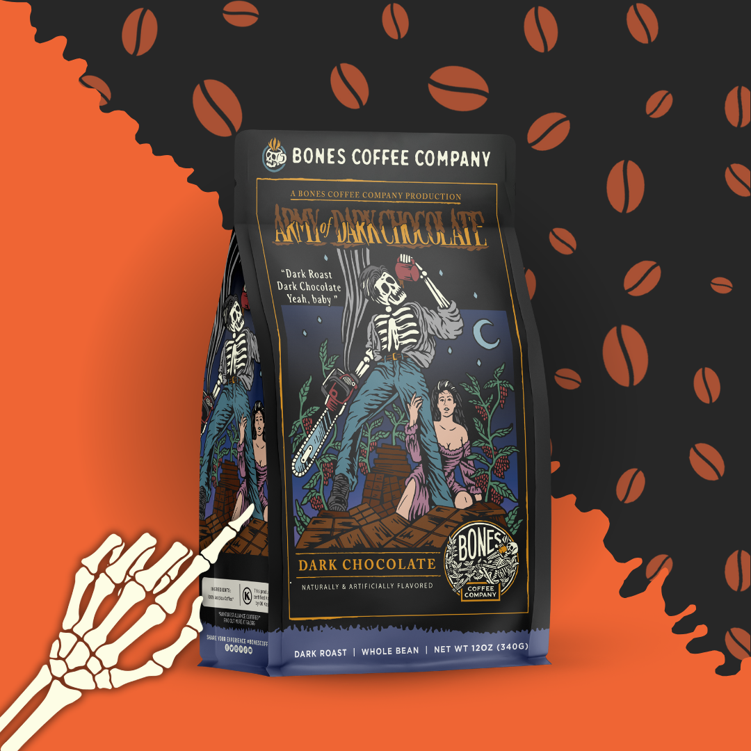 Bones Coffee Company - Army of Dark Chocolate Coffee | 12oz | Whole Bean & Ground: Ground
