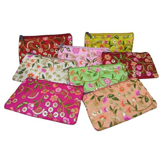 Repurposed Floral Embroidered Pouch