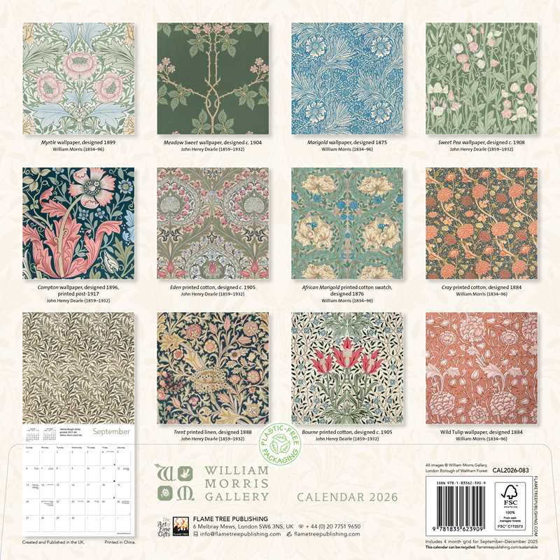 William Morris Gallery Wall Calendar 2026 (Art Calendar)