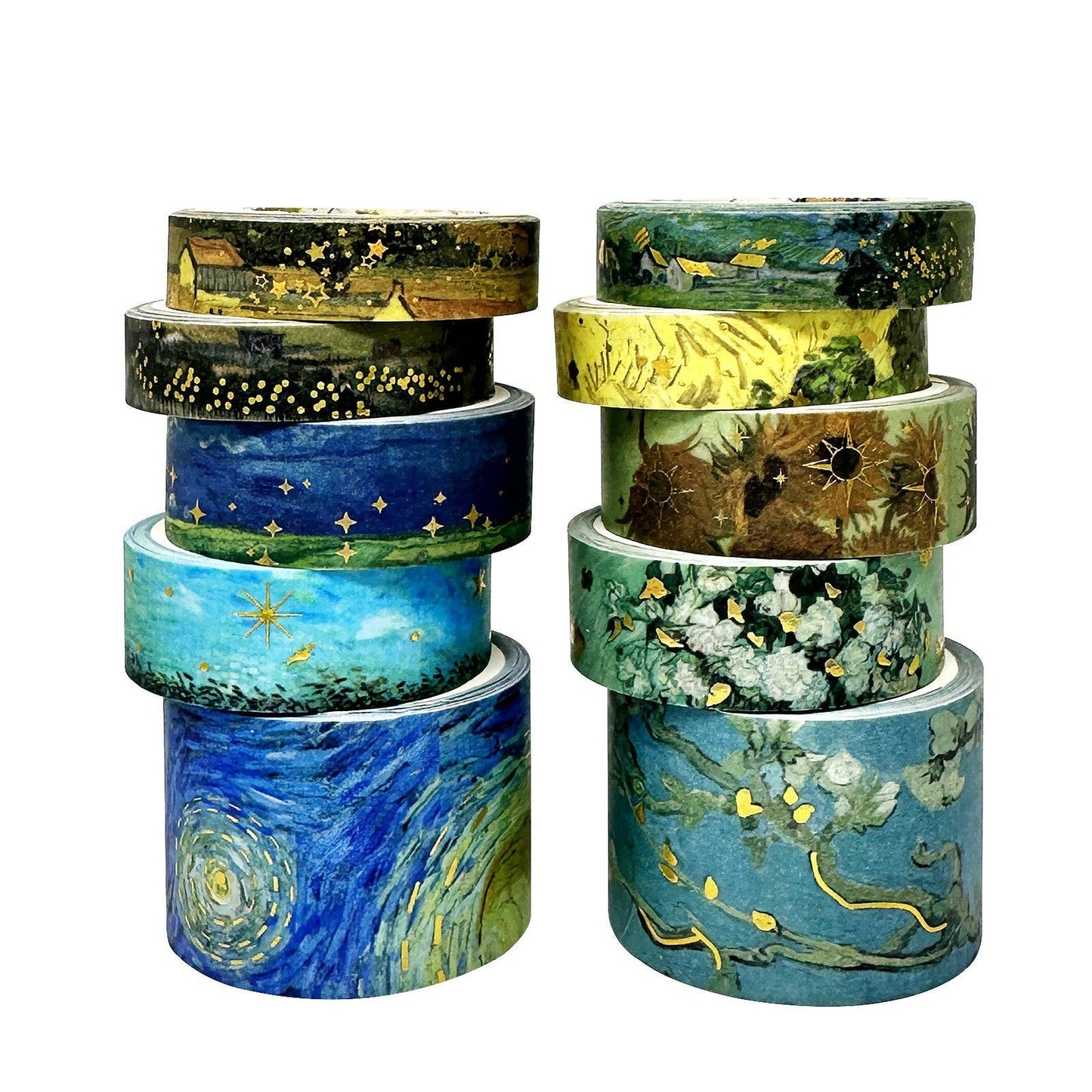 Wrapables.com - Wrapables Decorative Gold Foil Washi Tape Box Set for Arts & Crafts, Scrapbooking, Stationery, Diary (10 Rolls): Gold Embellishment