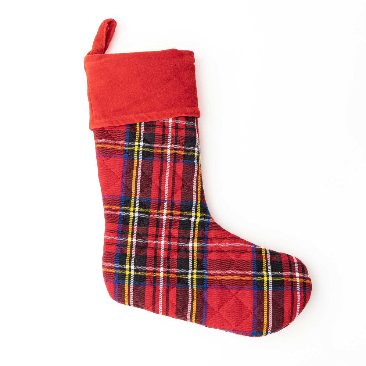 8 Oak Lane - Red Tartan Plaid Quilted Cotton Holiday Stocking