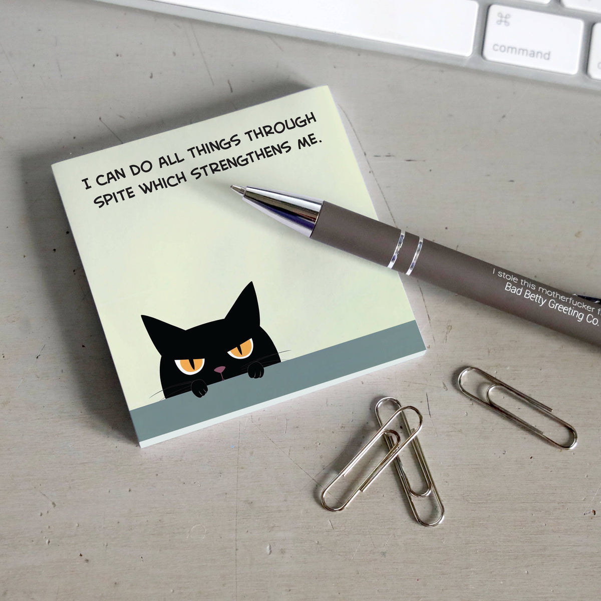 Bad Betty Greeting Co. - I Can Do All Things Through Spite - Funny Sticky Note Pad