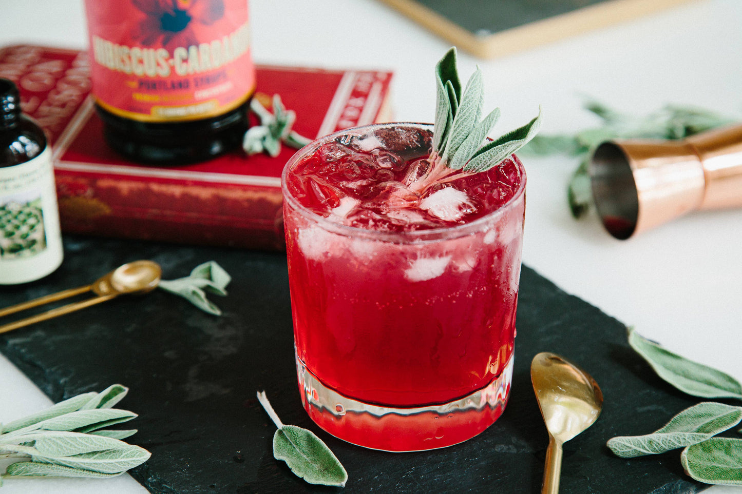 Portland Syrups - Hibiscus Cardamom Syrup 12oz  - cocktail / mocktail mixer