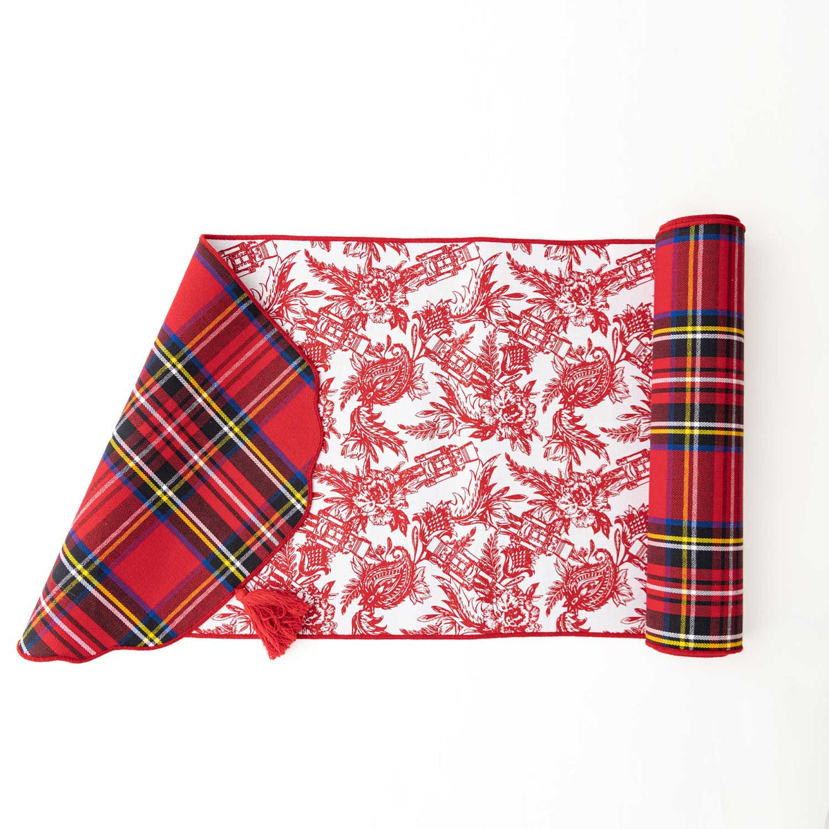 8 Oak Lane - Nutcracker Toile Reversible Tassel Table Runner