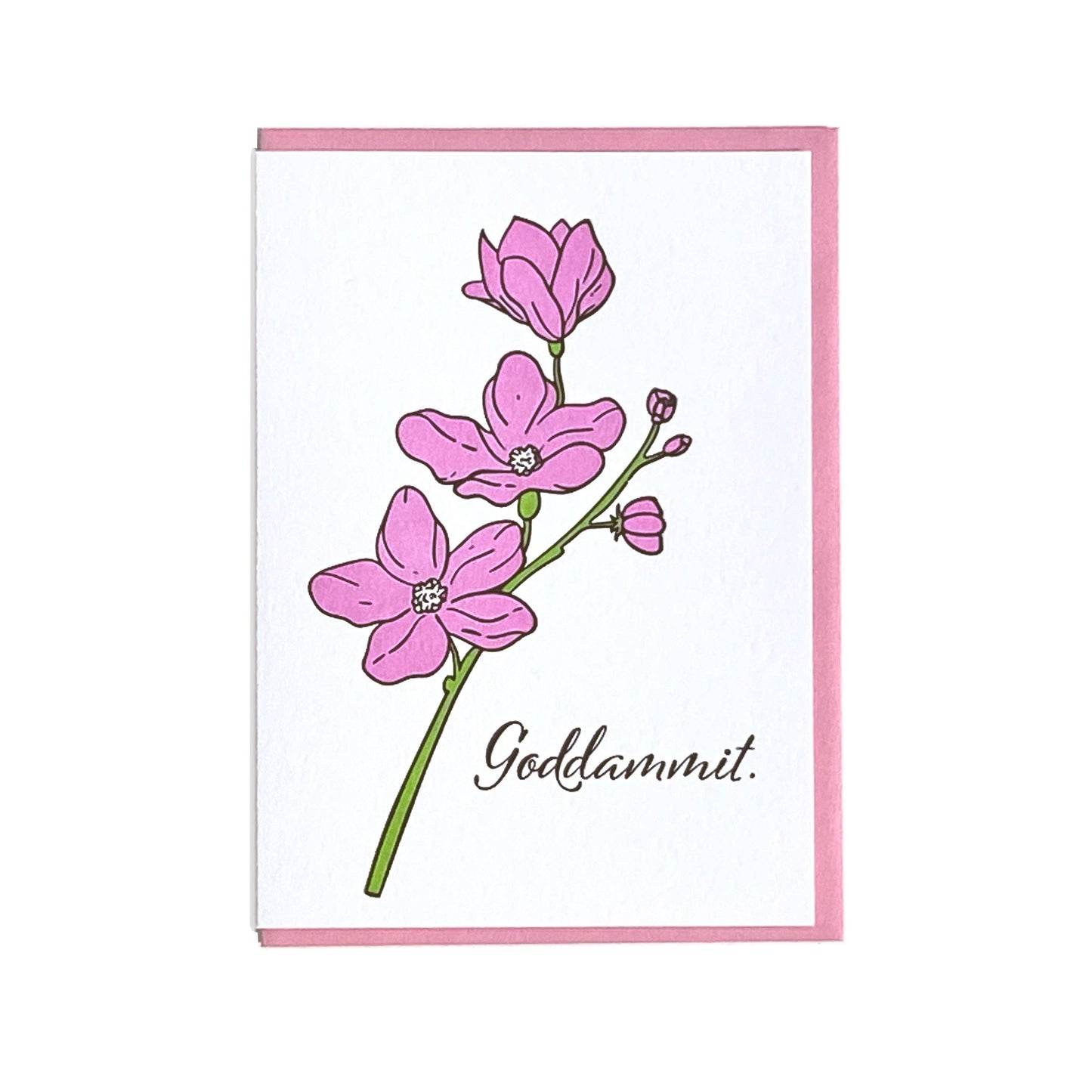 Lady Pilot Letterpress - Goddammit Flower Greeting Card