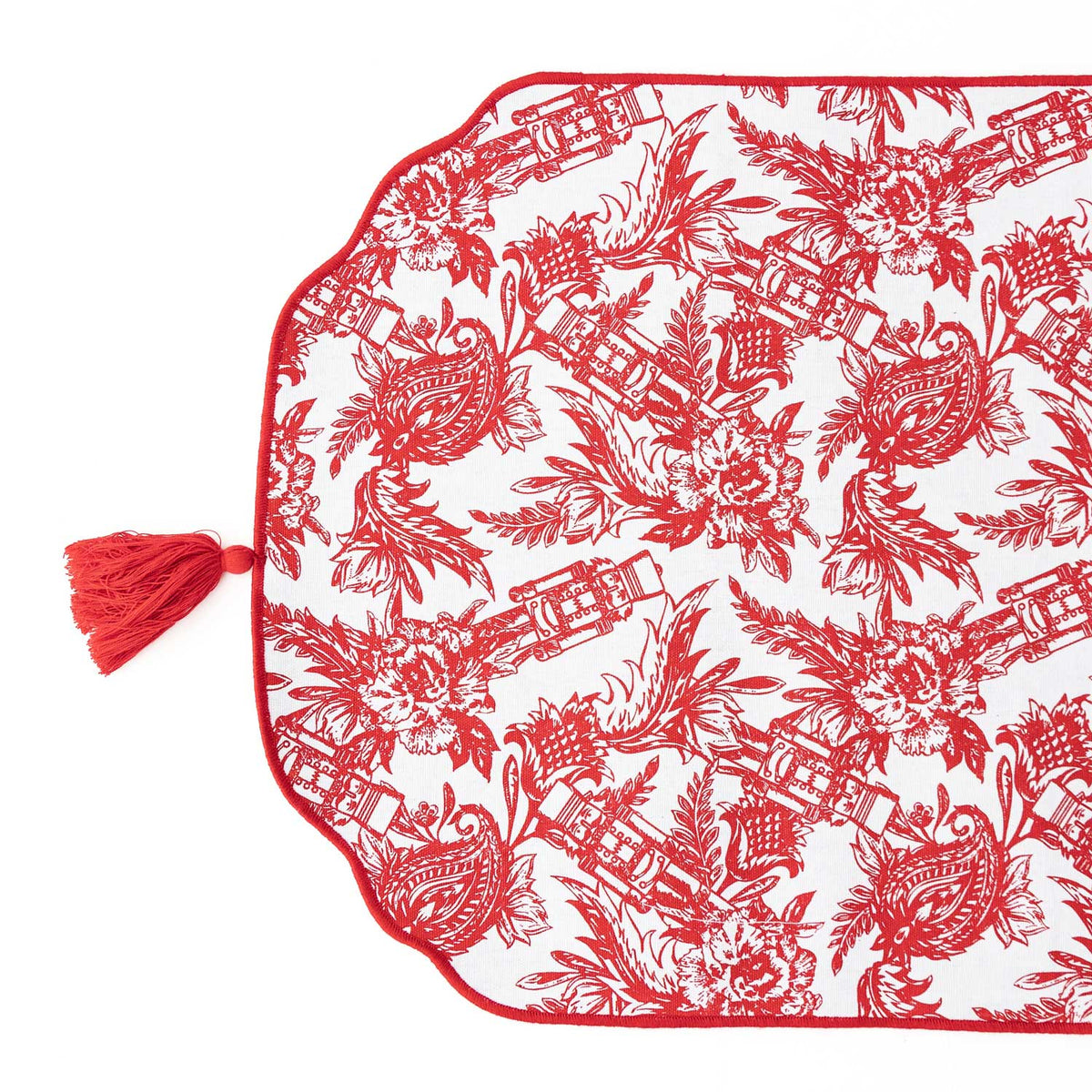 8 Oak Lane - Nutcracker Toile Reversible Tassel Table Runner