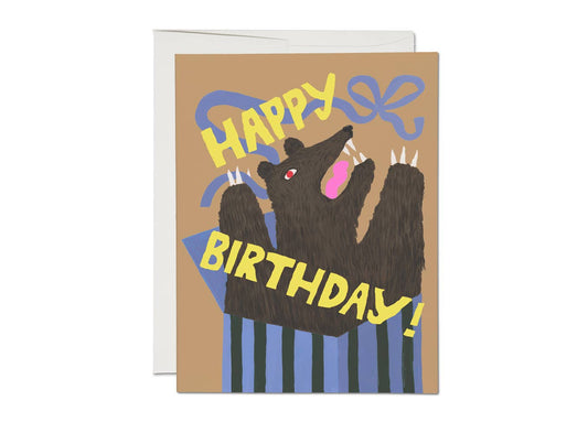 Red Cap Cards - Bear Surprise birthday greeting card