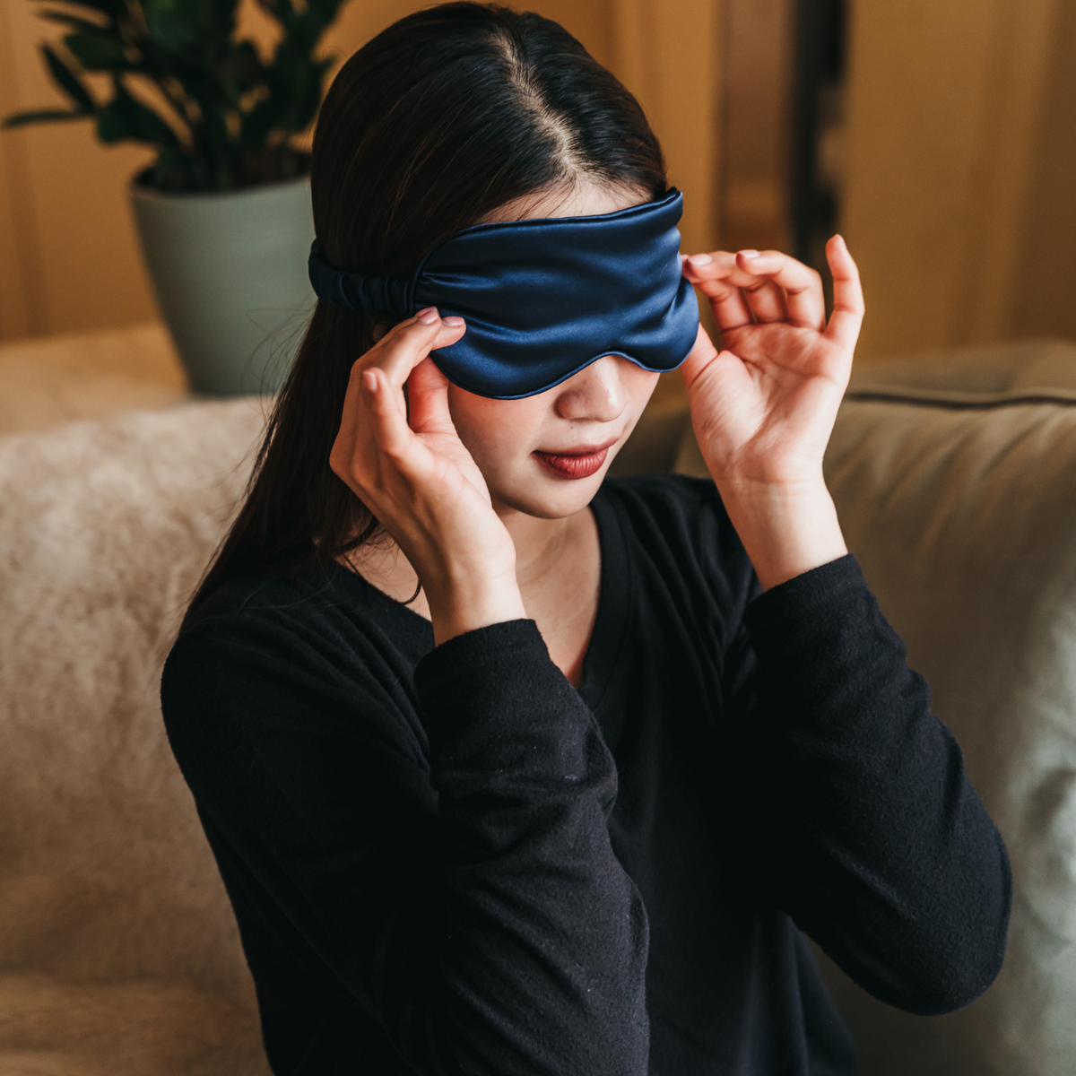 Giften Market - Silky Sleep Eye Mask - Premium Satin - Women's Accessories: Navy