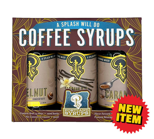 Portland Syrups - Gift Set - Coffee Syrups - Vanilla, Hazelnut, Caramel