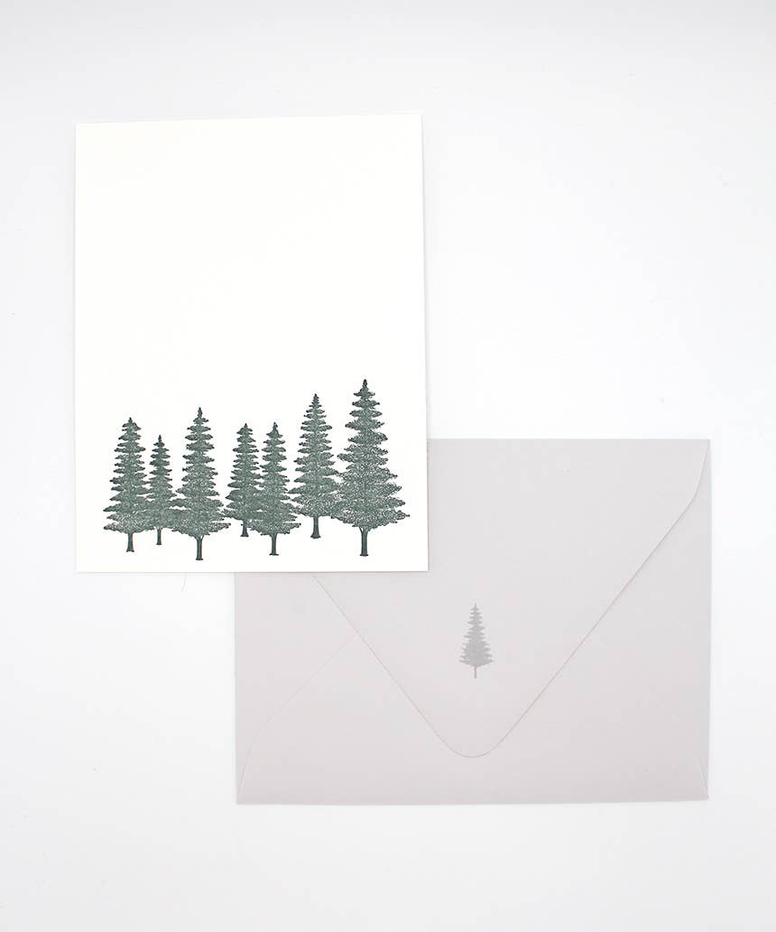 Evergreen Flat Card Pack- Letterpress