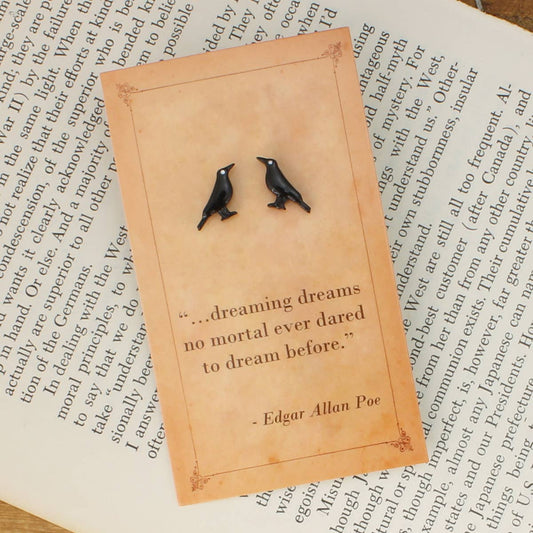 Literary Quotes Raven Post Earrings - ZAD