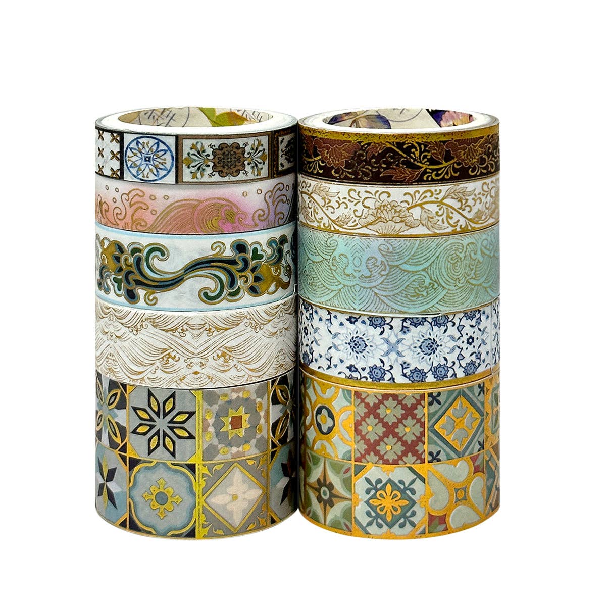 Wrapables.com - Wrapables Decorative Gold Foil Washi Tape Box Set for Arts & Crafts, Scrapbooking, Stationery, Diary (10 Rolls): Midnight