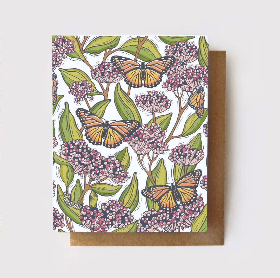 Monarch + Milkweed Everyday Floral Card: Zero Waste, NO Packaging - Root & Branch Paper Co.