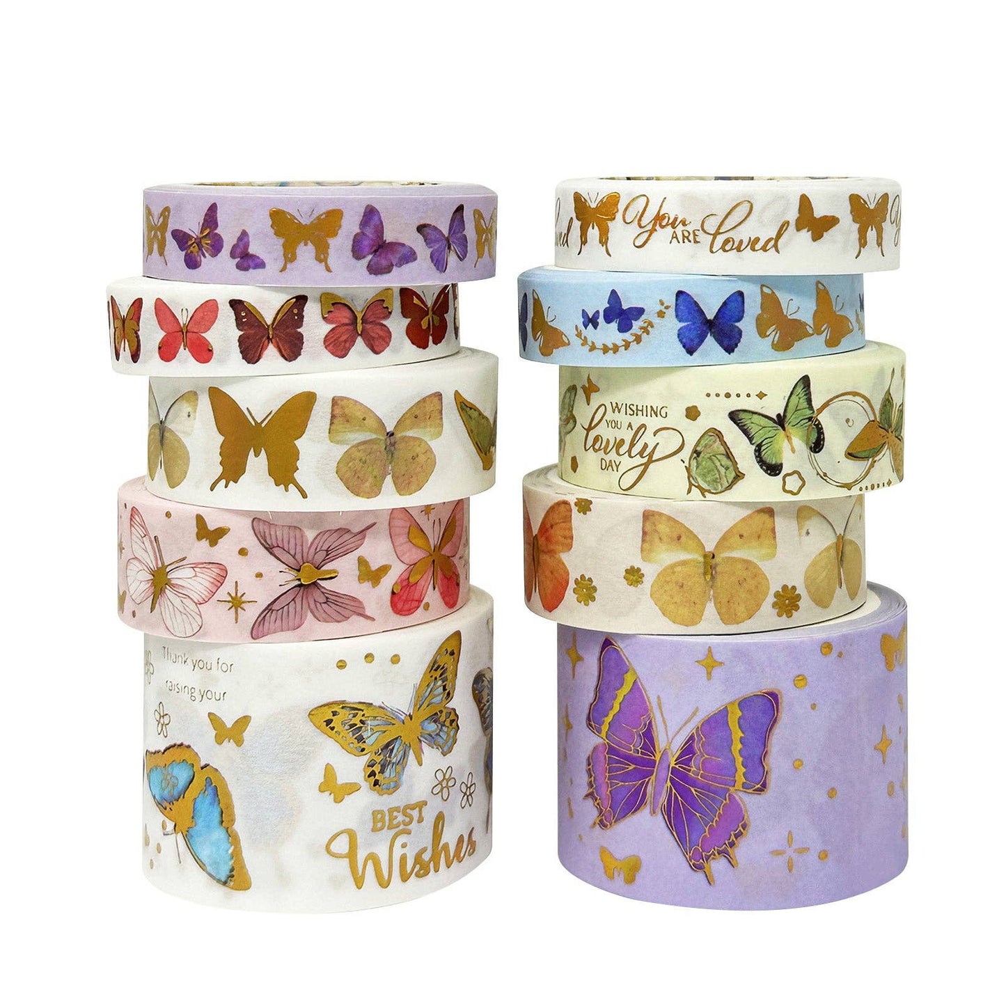 Wrapables.com - Wrapables Decorative Gold Foil Washi Tape Box Set for Arts & Crafts, Scrapbooking, Stationery, Diary (10 Rolls): Gold Embellishment