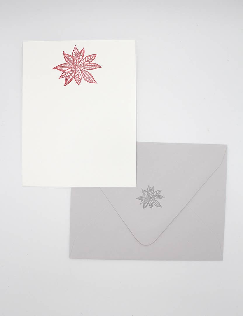 Poinsettia Flat Card Pack- Letterpress