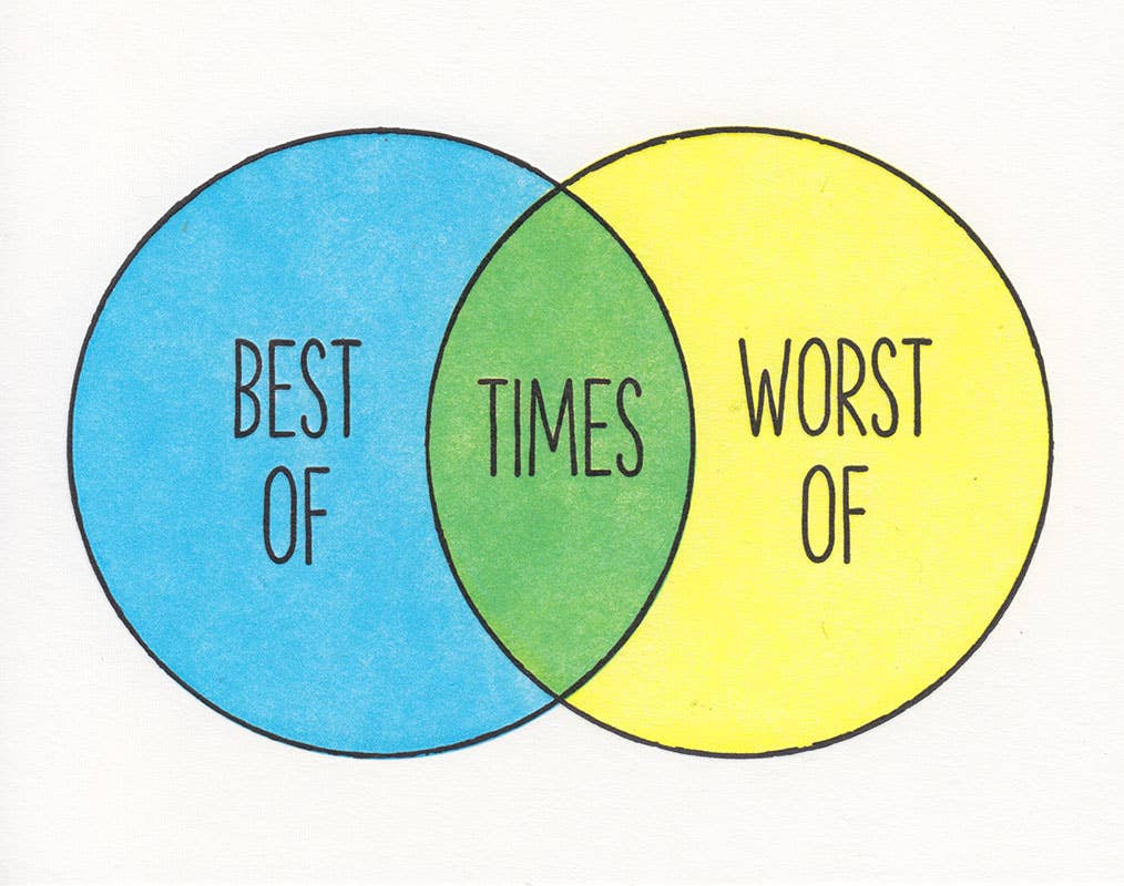 Lady Pilot Letterpress - Best/Worst Times Greeting Card