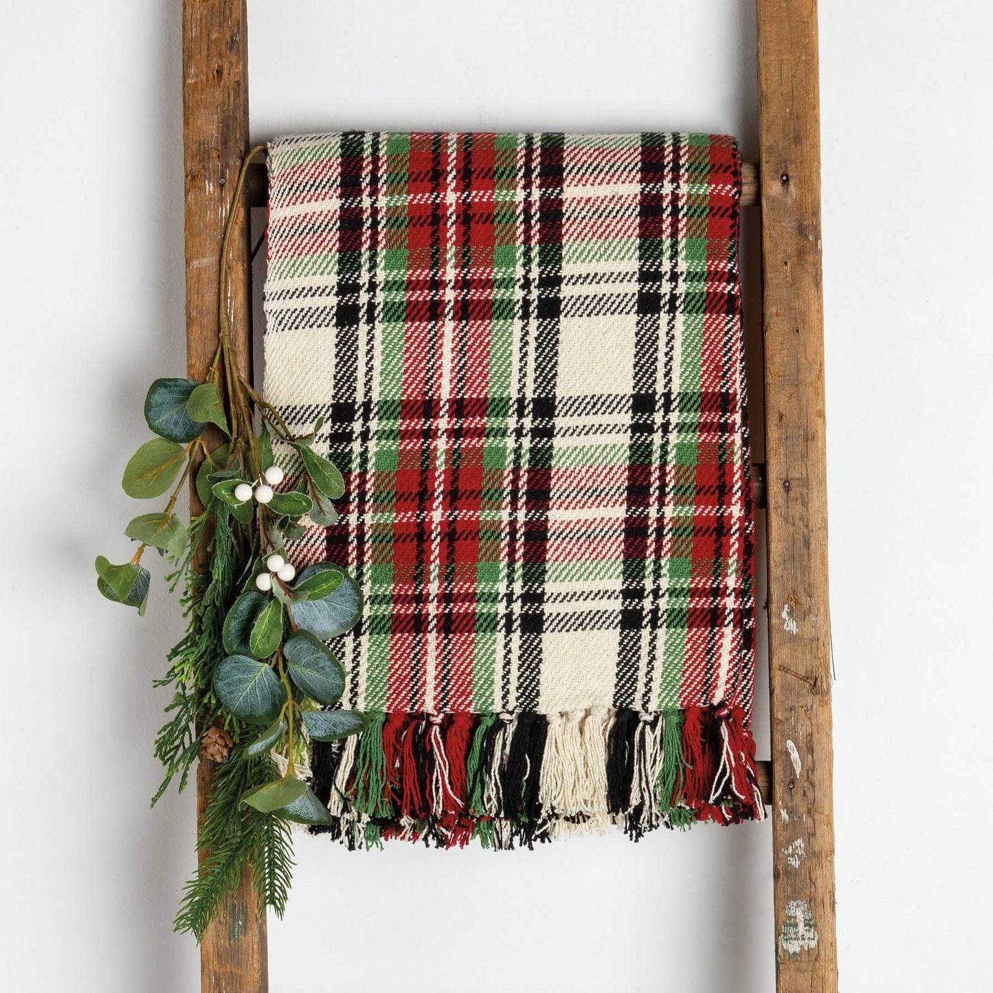 Primitives by Kathy - Cream Plaid Throw Blanket