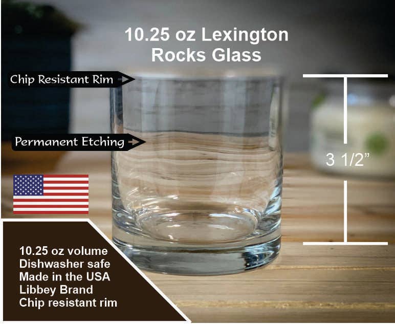 Keuka Lake New York 10.25 oz Etched Knob Rocks Glass: KNOB BOTTOM