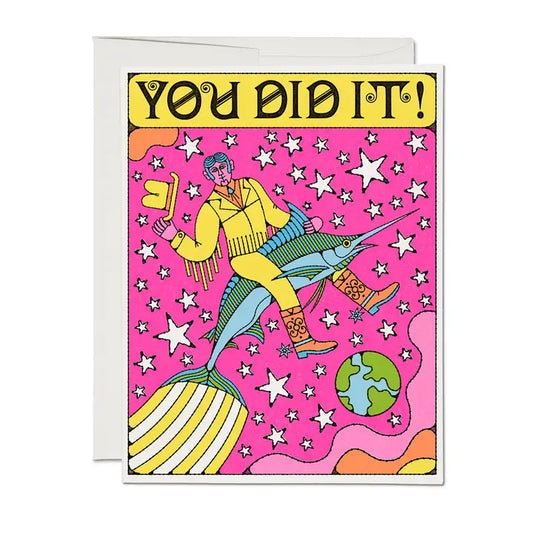 You Did It! Congratulations Greeting Card - Red Cap Cards