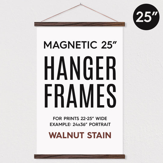 Hanger Frames - 25" MAGNETIC Poster Hanger Frame for 24x36" Portrait Print: Walnut Stain