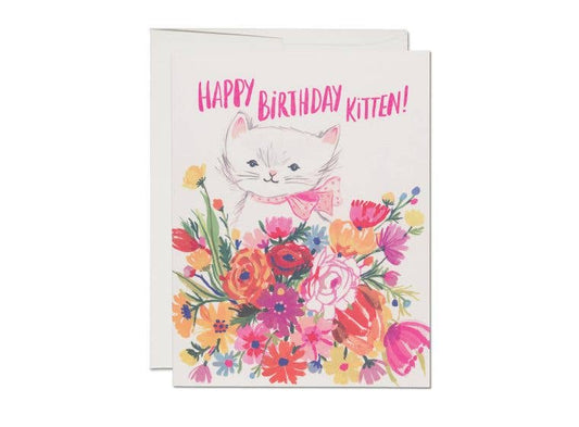 Red Cap Cards - Happy Birthday Kitten birthday greeting card