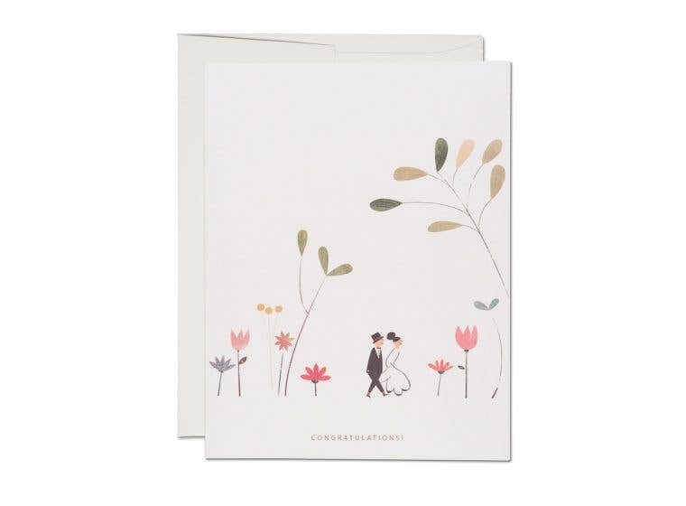 Red Cap Cards - Perfect Wedding, Congratulations Couple in Flowers