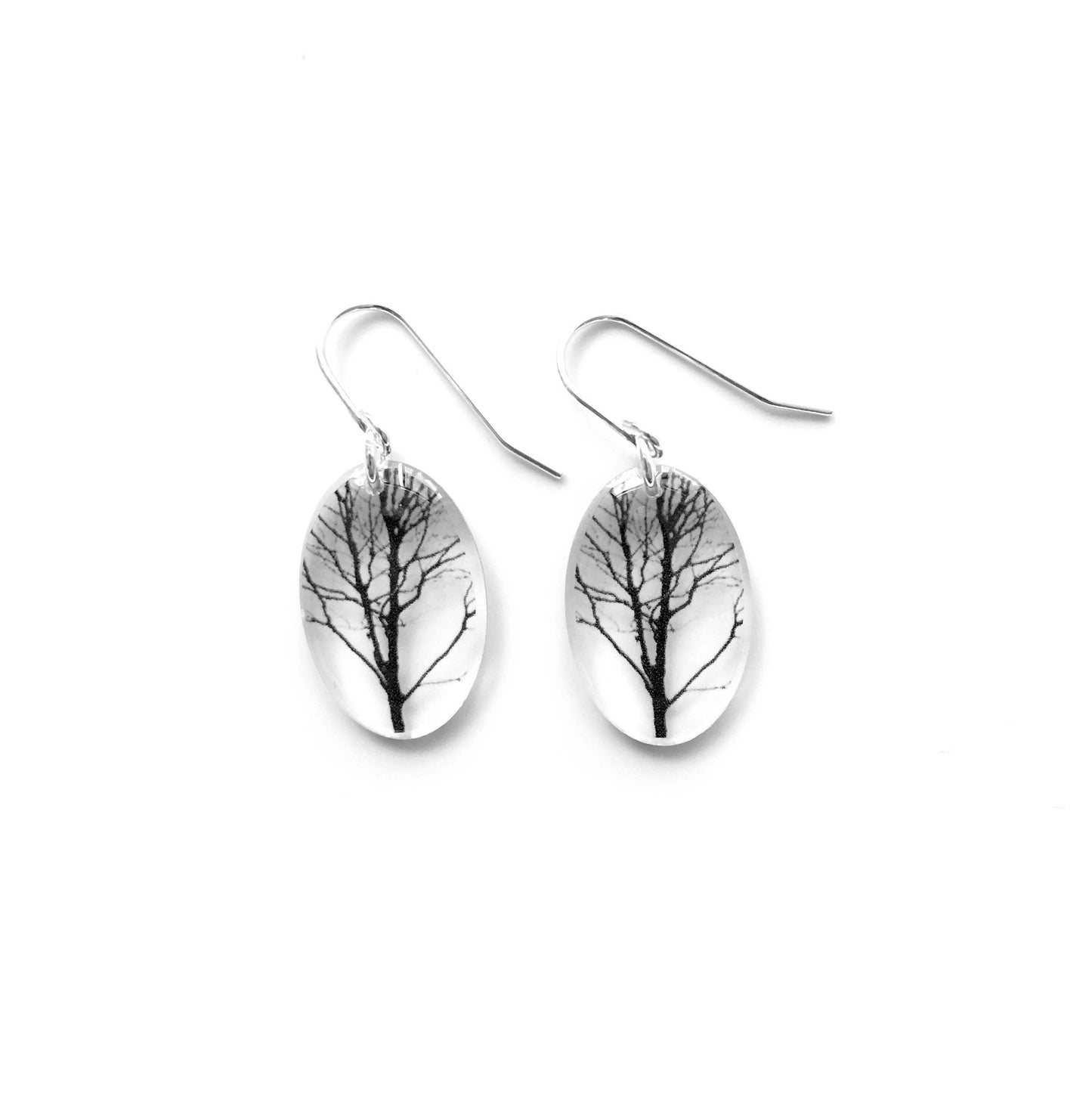 Black Drop Designs - Small Oval Tree Earrings