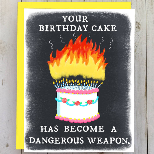 Bangs & Teeth - Cake Danger Birthday Card