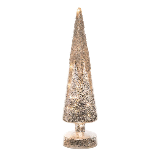 Lg Glass Light Up Glitter Frosted Tree