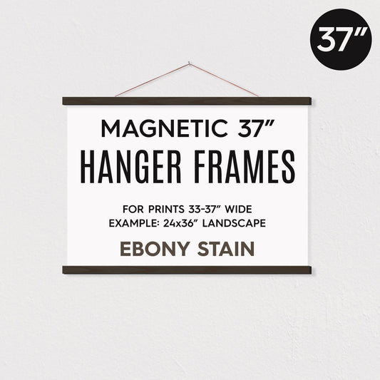 Hanger Frames - 37" MAGNETIC Poster Hanger Frame for 24x36" Landscape Prints: Ebony Stain / Full retail packaging (poly bag & branded stickers)