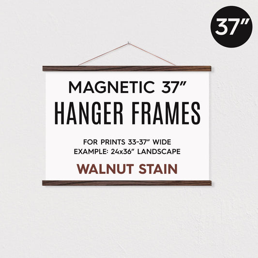 Hanger Frames - 37" MAGNETIC Poster Hanger Frame for 24x36" Landscape Prints: Walnut Stain / Full retail packaging (poly bag & branded stickers)