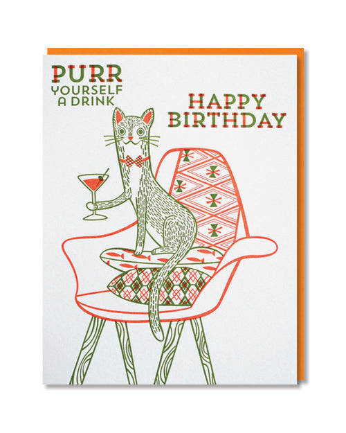 Paper Parasol Press - Purr Yourself a Drink Birthday Card -  - Stomping Grounds