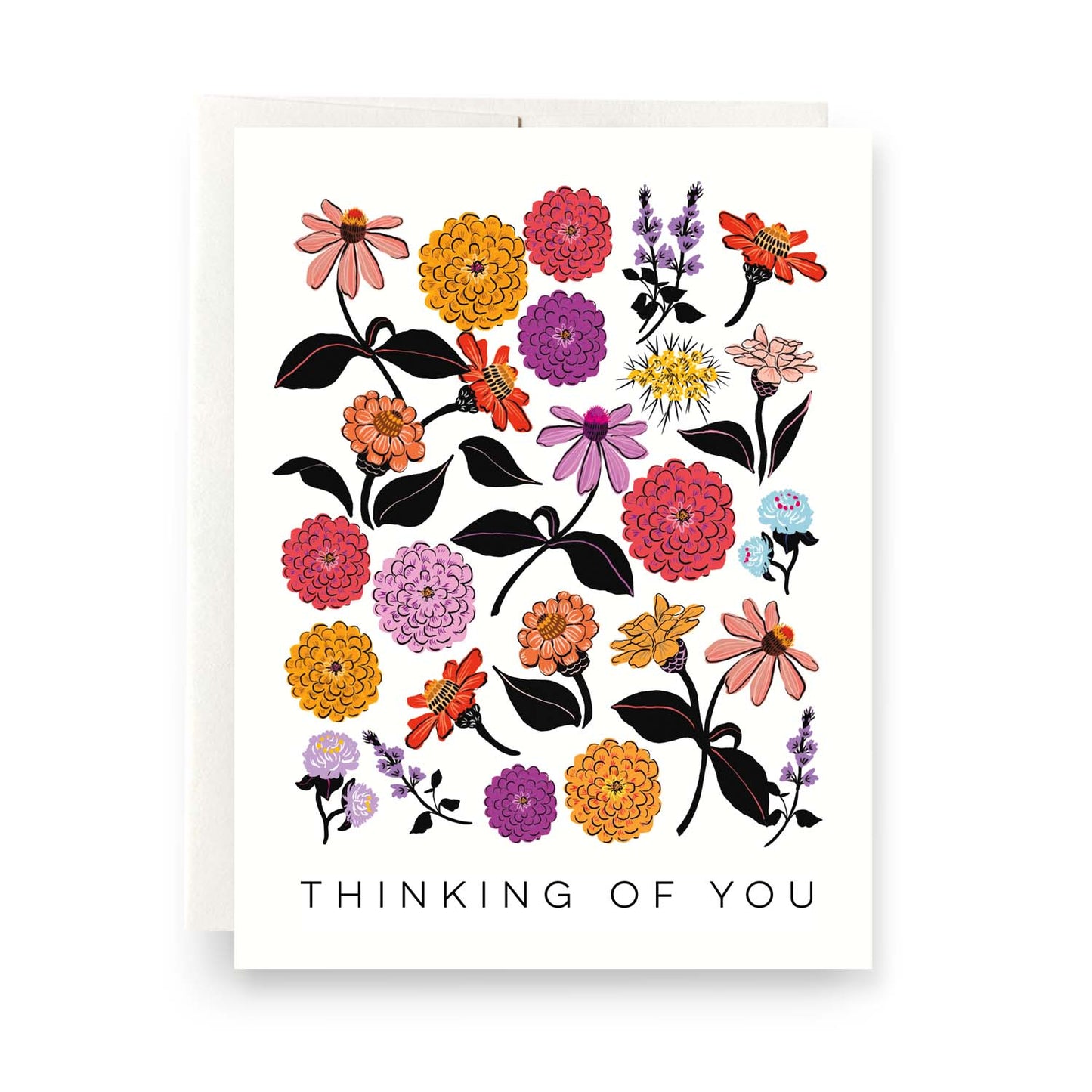 Antiquaria - Zinnias Thinking of You Greeting Card
