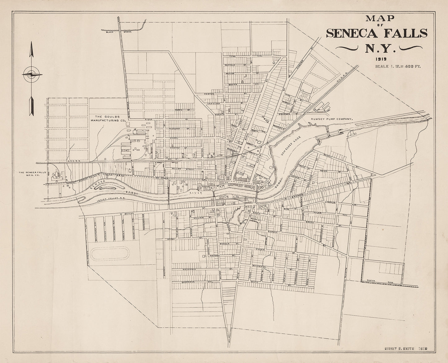 Map of Seneca Falls - 1919 - Print - Stomping Grounds